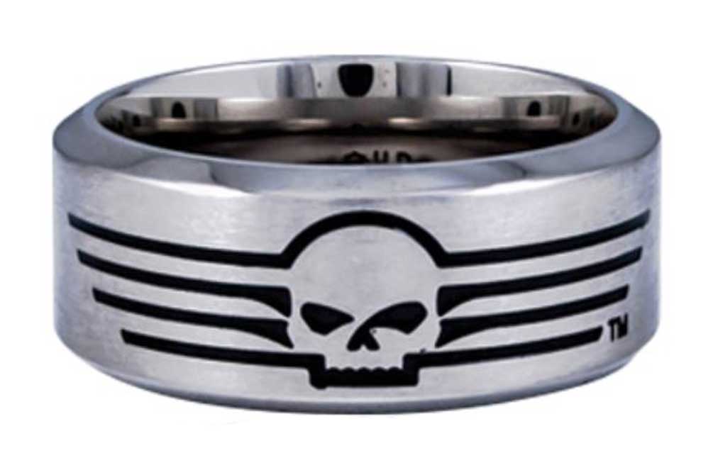 Harley-Davidson Men's Willie G Skull Lines Stainless Steel Band Ring HSR0027 - Wisconsin Harley-Davidson