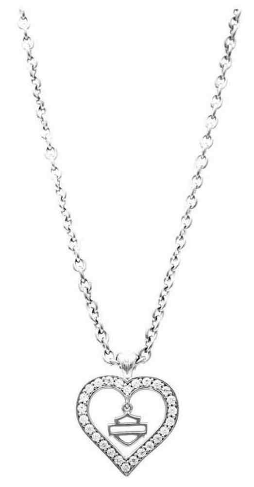Harley-Davidson Women's Timeless Heart Bar & Shield Necklace, Silver HDN0313-18 - Wisconsin Harley-Davidson
