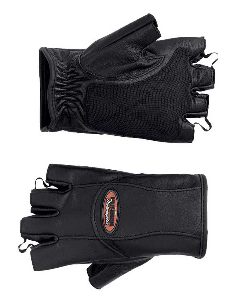 Harley-Davidson Women's Fingerless Gloves, Classica Black Leather 98304-12VW - Wisconsin Harley-Davidson