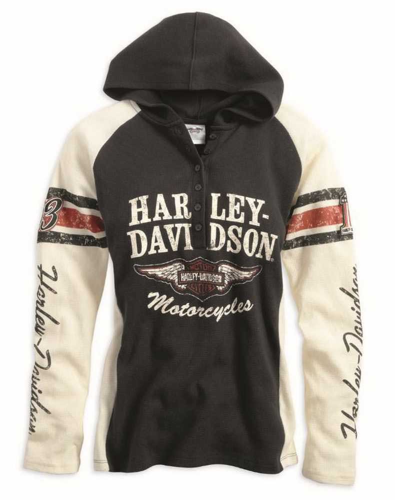 Harley-Davidson® Women's L/S Hooded Iconic Henley Tee, Colorblocked ...