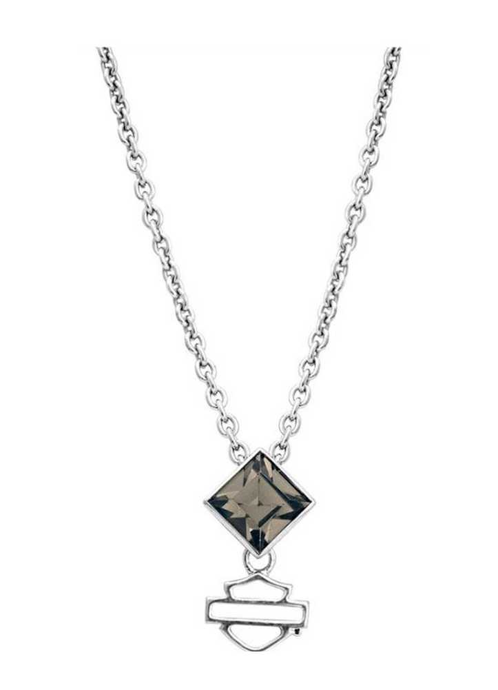 Harley-Davidson Womens Necklace, Black Ice Diamond Shape Crystal Pendent HDN0311 - Wisconsin Harley-Davidson