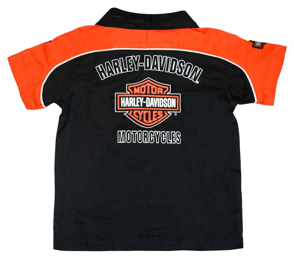 Harley-Davidson Free Shipping - Harley-Davidson Little Boys' Orange Cotton Button Twill Pit Shirt 0371474 - Free Shipping on many products plus Orders Over $99