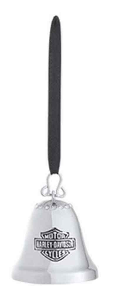 Harley-Davidson 2015 Chrome Bell Ornament Rhinestones, Silver/Black. 96837-16V - Wisconsin Harley-Davidson