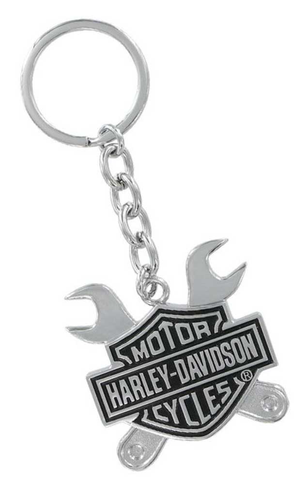 Harley-Davidson Bar & Shield Logo Cross Wrenches 3D Chrome Key Chain HDKD276 - Wisconsin Harley-Davidson