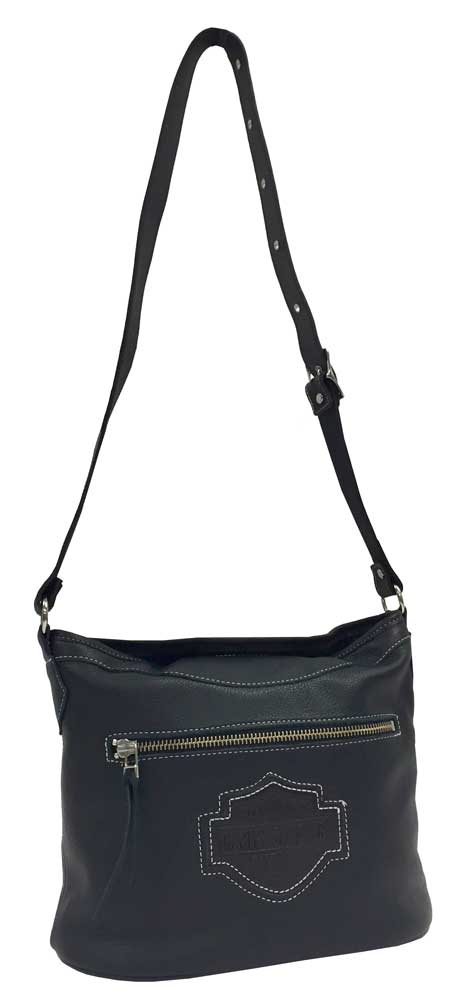 Harley-Davidson Women's Cut-Out Bar & Shield Shoulder Purse, Black Leather HD689 - Wisconsin Harley-Davidson