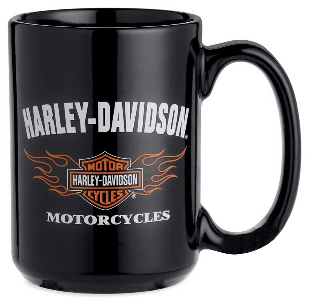 Harley-Davidson Flames Bar & Shield Logo Ceramic Mug 15 oz, Coffee Mug 99200-14V - Wisconsin Harley-Davidson