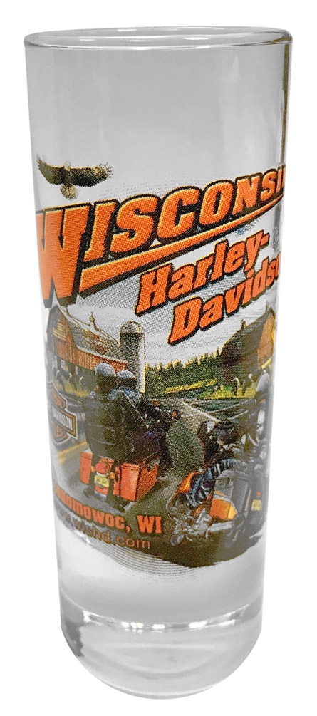Harley-Davidson Wisconsin Harley-Davidson Dealer Tall Shot Glass, Clear CSHOT - Wisconsin Harley-Davidson