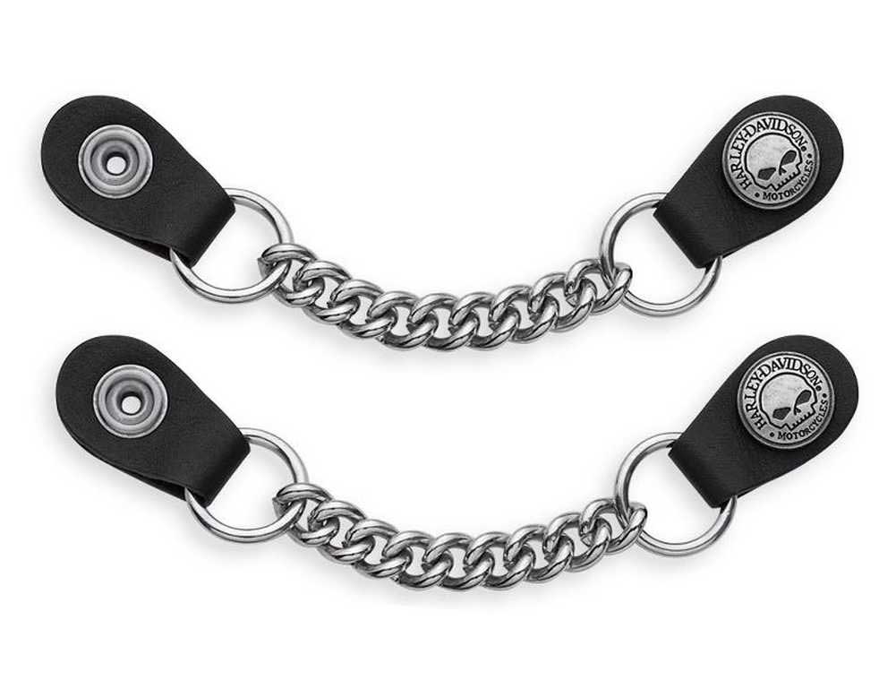 Harley-Davidson Willie G. Skull Vest Extenders, Leather/Chain 99446-06V - Wisconsin Harley-Davidson