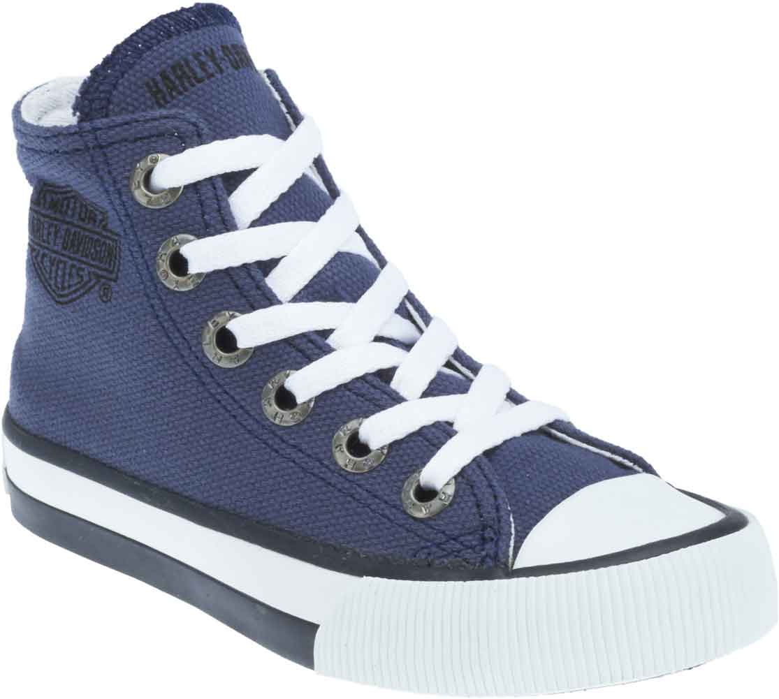 Harley-Davidson Kid's Patch Blue Hi-Top Blue Athletic Sneakers. D61006 - Wisconsin Harley-Davidson