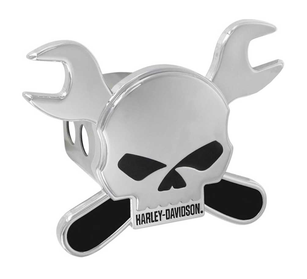 Harley-Davidson Hitch Cover, Willie G Skull & Crossed Wrenches, 2 Inch HDHC275 - Wisconsin Harley-Davidson