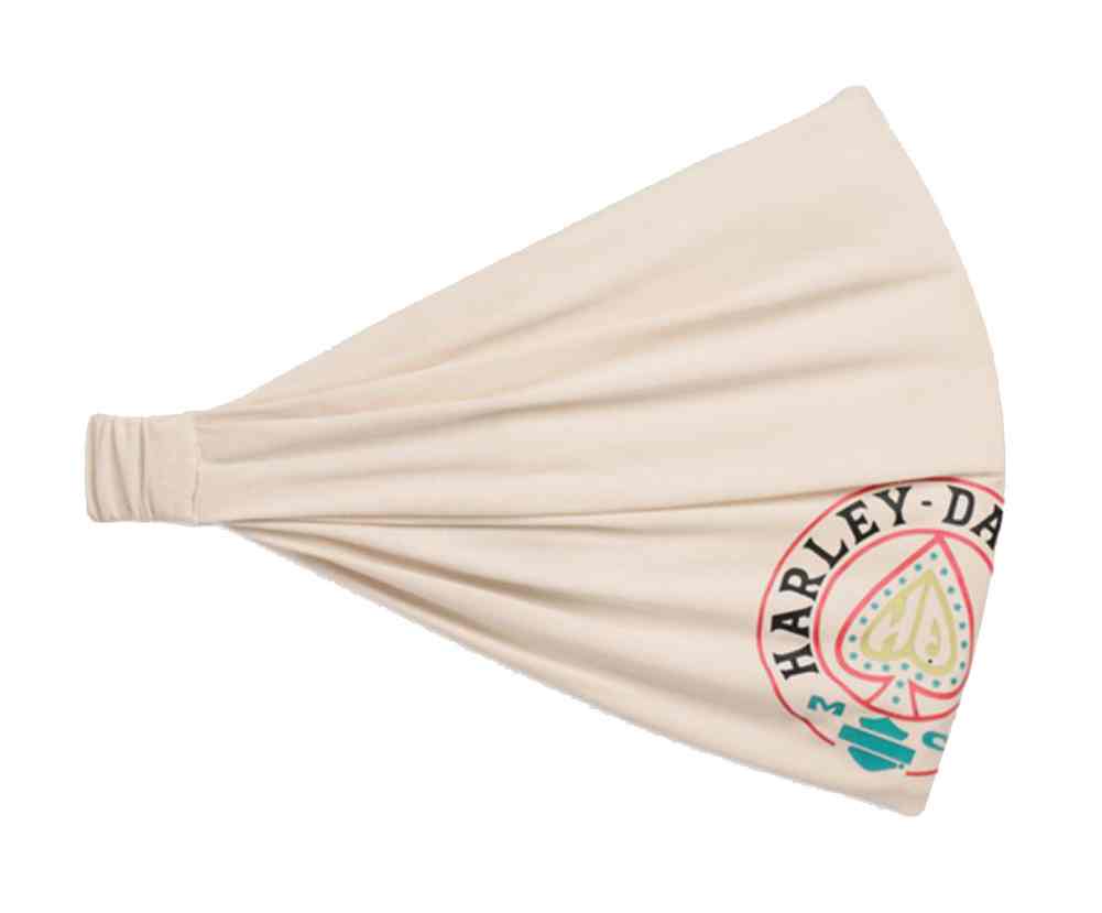 Harley-Davidson Women's Knit Head Wrap, Stars & Spade, Off White 97667-15VW - Wisconsin Harley-Davidson