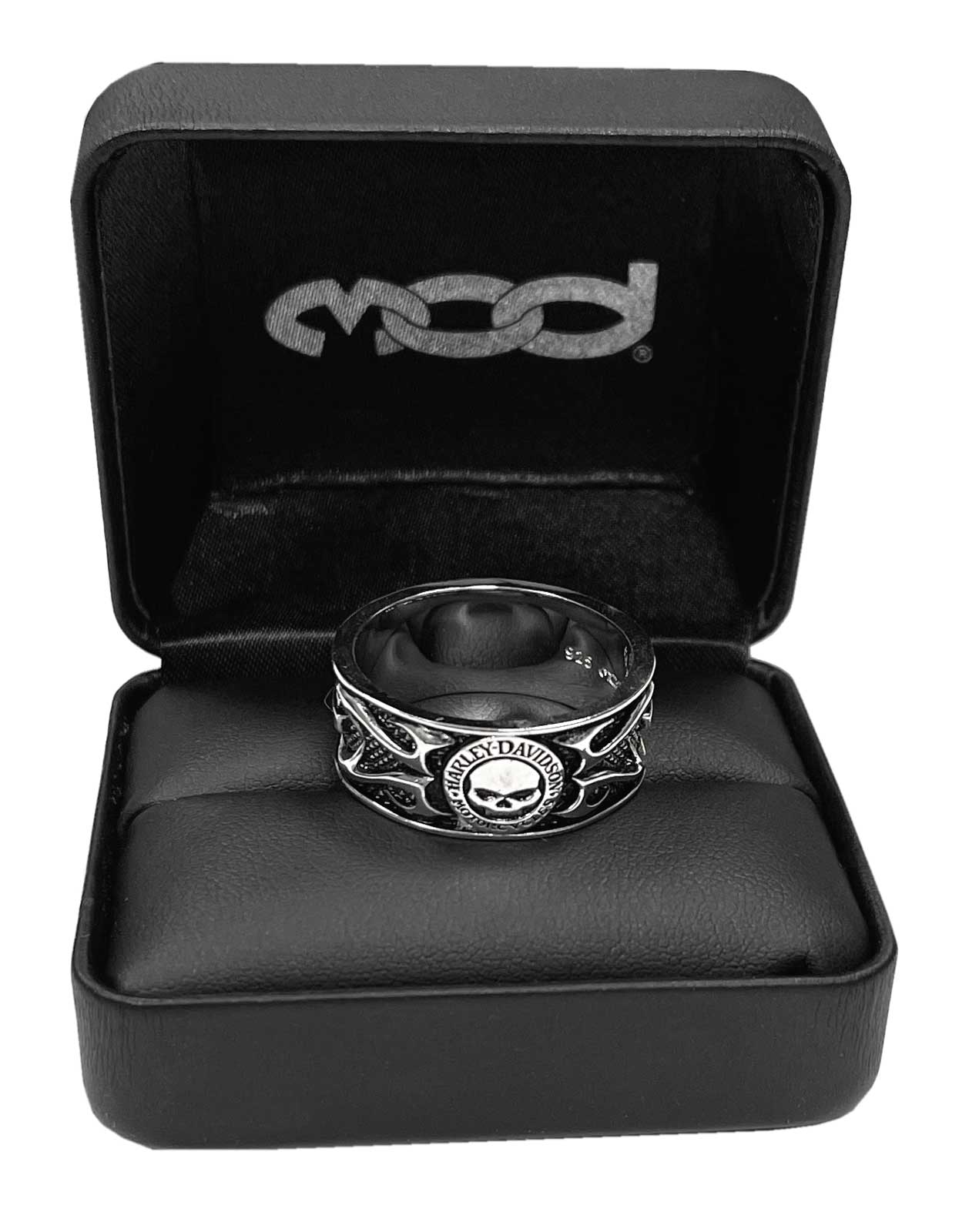 Harley-Davidson Men's Willie G Skull Tribal Flames Band Ring, Silver HDR0399 - No Hassle Returns at Wisconsin Harley