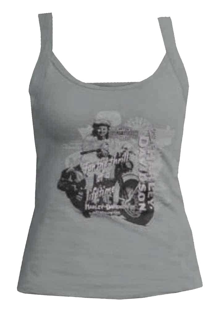 Harley-Davidson Women's Tank Top, Thrill For Life Vintage Graphic, Gray - Wisconsin Harley-Davidson