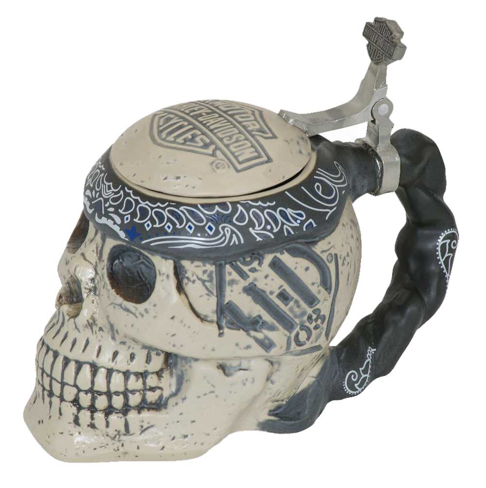 Harley-Davidson Bar & Shield Sculpted Ceramic Skull Stein, 24 oz. HDL-18606 - Wisconsin Harley-Davidson