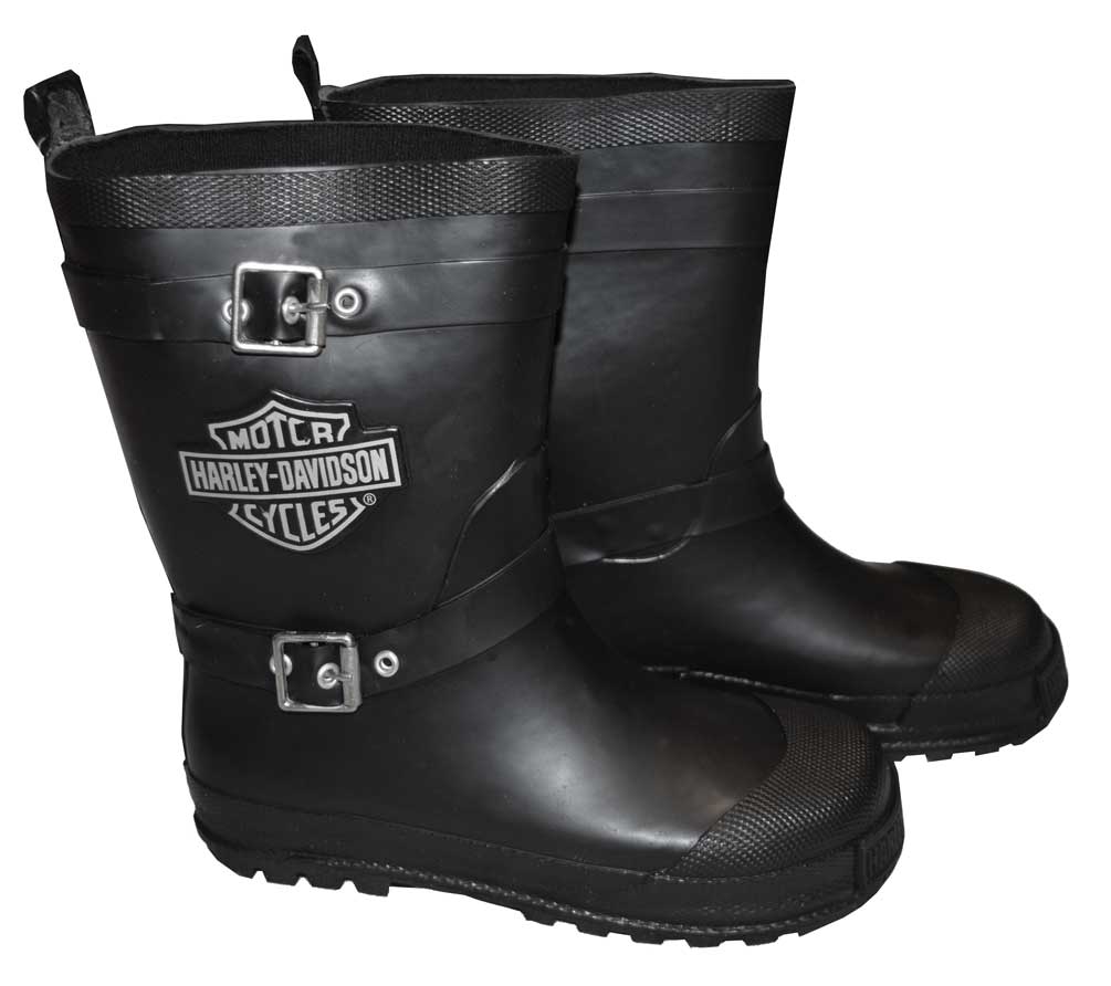 Harley-Davidson® Big Boys' Biker Rain Boots, Bar & Shield Black