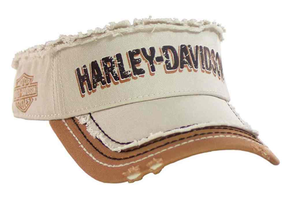Harley-Davidson Men's Visor, Distressed Rugged H-D Script, Khaki VIS51656 - Wisconsin Harley-Davidson