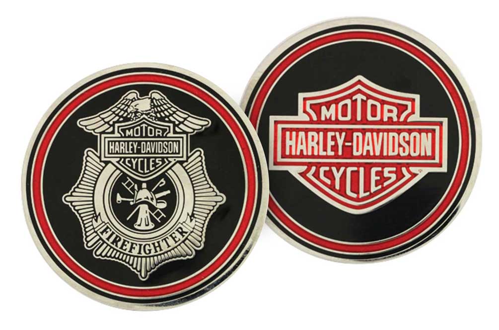 Harley-Davidson Challenge Coin, Firefighter Trans w/ Bar & Shield Logo 8003104 - Wisconsin Harley-Davidson