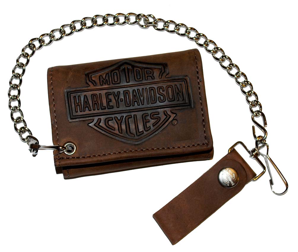 harley davidson leather wallet with chain