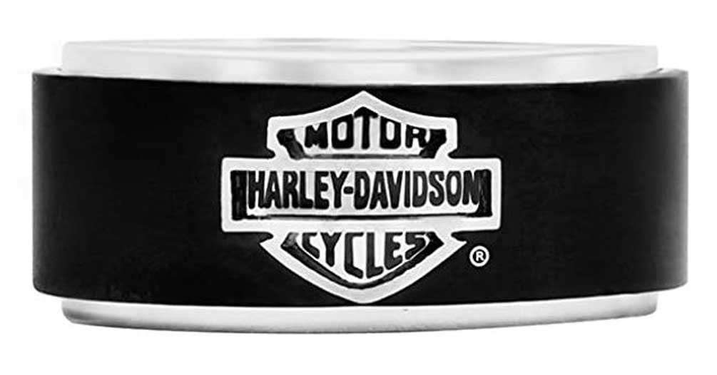 Harley-Davidson® Men's Bar Shield Black Steel Band Ring HSR0001