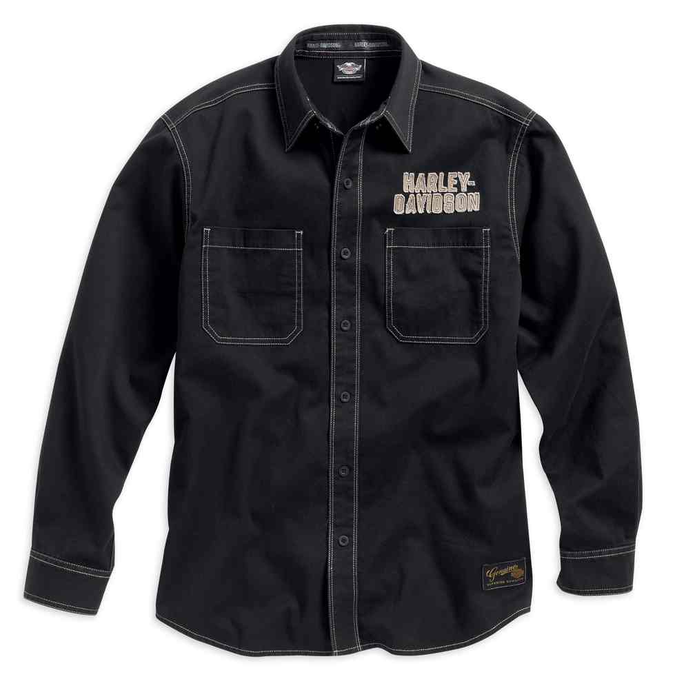 Harley-Davidson Men's Genuine Classics Eagle LS Woven Shirt, Black. 99010-16VM - Wisconsin Harley-Davidson