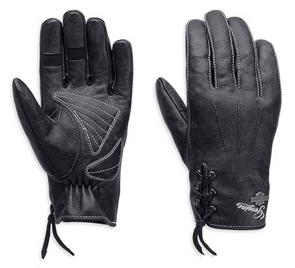 womens gray leather gloves