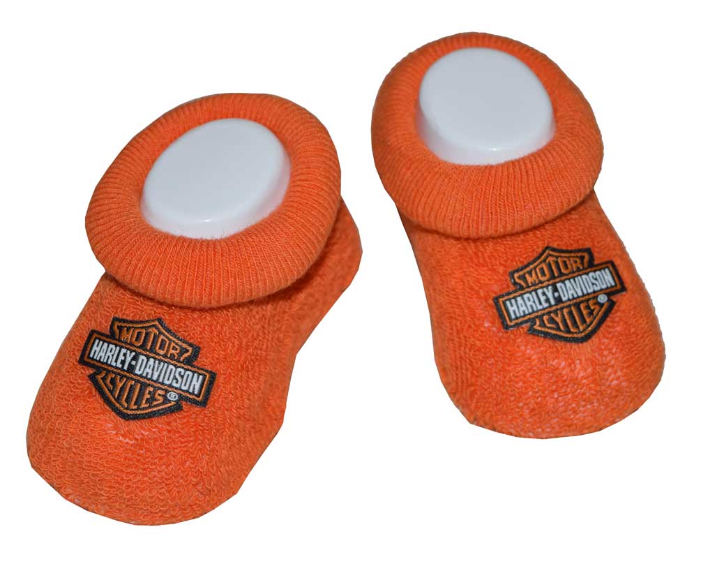 Harley-Davidson Baby Boys' Boxed Booties, Bar & Shield Logo, Orange S9LUL22HD - Wisconsin Harley-Davidson