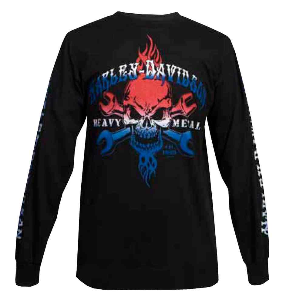 Harley-Davidson® Men's Long Sleeve Shirt, Wrenched Skull Red