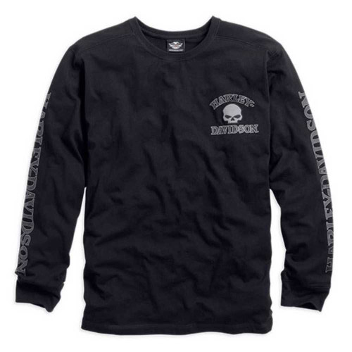 Harley-Davidson® Men's Willie G. Skull Long Sleeve Tee Black 99091