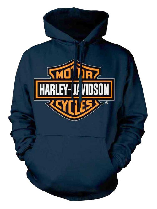 Harley-Davidson® Men's Orange Bar & Shield Navy Pullover
