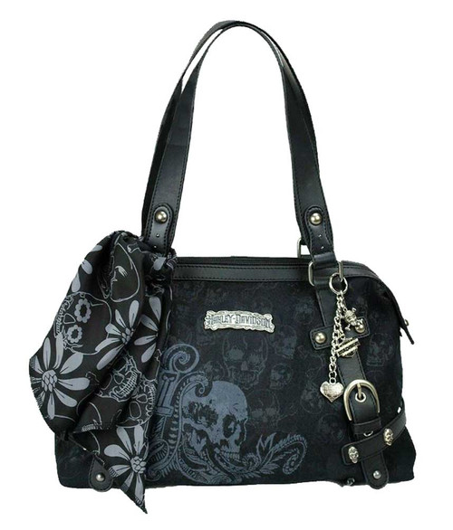 【ブラック】Harley-Davidson ショルダーバッグ Harley-Davidson® Women's Skull Jacquard Classique Purse W