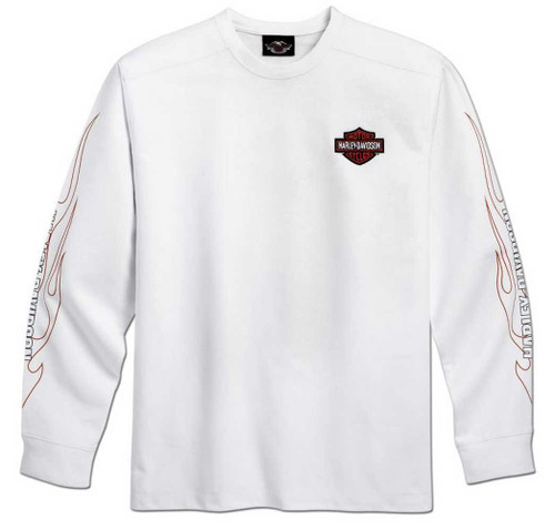 スペシャル！ホワイトフレイム！HARLEY-DAVIDSON ロンT Harley-Davidson® Men's Bar & Shield Flames Long Sleeve Tee White