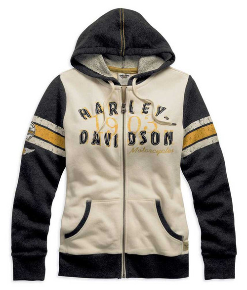 Harley-Davidson® Women's Genuine Activewear Hooded Jacket Black/Cream ...