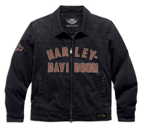 HARLEY-DAVIDSON フレイムス刺繍 ベルベットジャケット M Harley-Davidson® Women's Winged Applique Denim Jacket, Black 98593