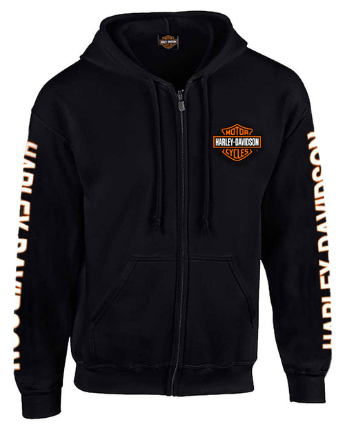 P3145 HARLEY DAVIDSON スウェット　ジップパーカー Harley-Davidson® Men's Hooded Sweatshirt, Bar & Shield Zip Black