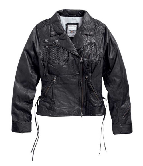 Harley-Davidson® Women's Dark Shadows Leather Biker Jacket, Black