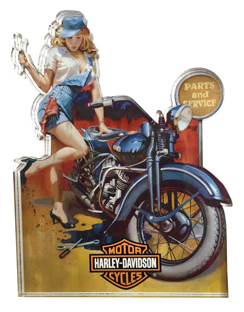 Harley-Davidson® Fix 'er Up Pin Up Lady Magnet, Hard Sided, 4 x 3