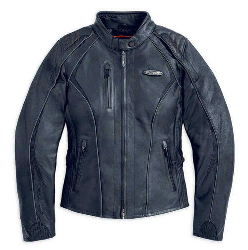 Harley-Davidson® Women's FXRG Black Leather Jacket, Riding Biker