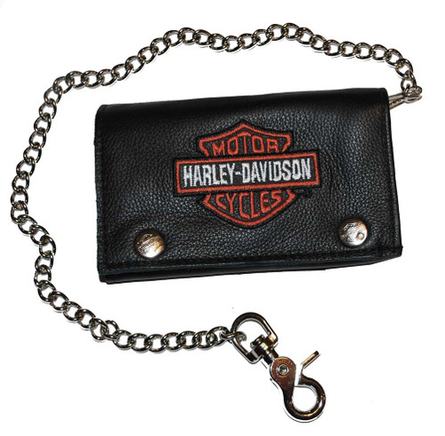 Harley-Davidson® Men's Embroidered XL Tri-Fold Chain Wallet