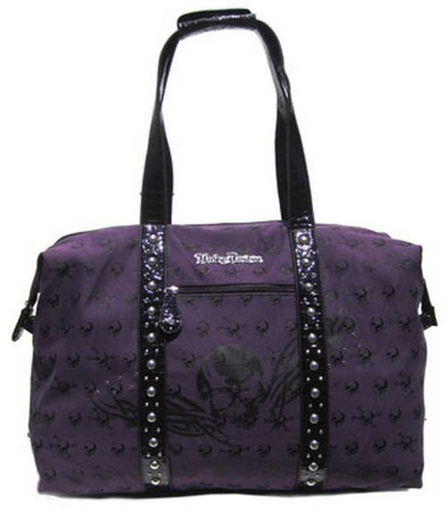 Harley-Davidson® Womens Purse, Skull Jacquard Night Out Bag Purple  SJ2138J-PURBLK