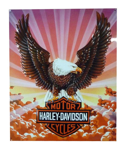 Harley-Davidson® Tin Sign, Bar & Shield Eagle with Clouds, 14 x 17