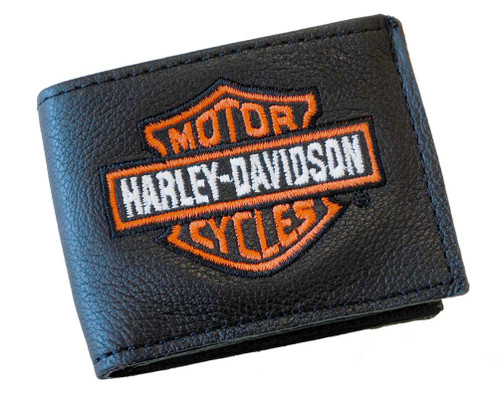 【新品】Harley-Davidson ロゴ刺繍 ブラックウォレット 新品】Harley-Davidson ロゴ刺繍 ブラックウォレット