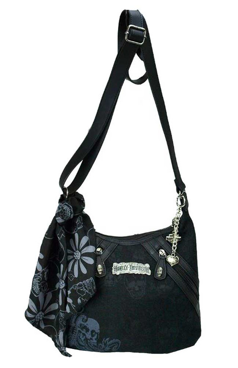 【ブラック】Harley-Davidson ショルダーバッグ Harley-Davidson® Women's Studded Pebble Leather Crossbody