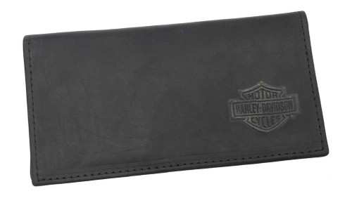 Harley-Davidson® Embossed Bar & Shield Checkbook Cover Leather Black ...