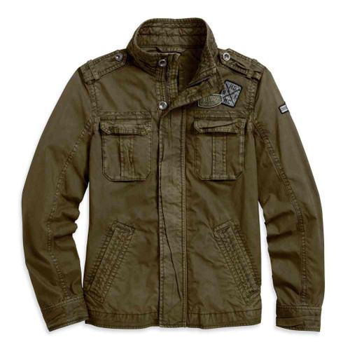 Harley-Davidson® Men's Patch Cargo Casual Jacket, Dark Olive Green
