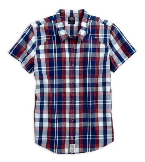 Harley-Davidson® Men's Poplin Short Sleeve Plaid Woven Shirt 96491-16VM ...