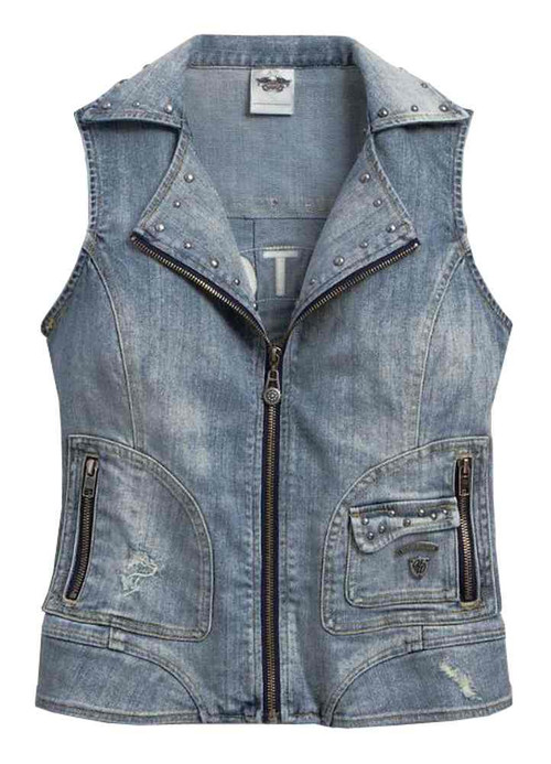 Harley-Davidson® Women's Pieced & Embellished Denim Vest, Indigo 96029 ...