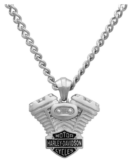 Harley-Davidson® Men's V-Twin B&S Engine Necklace, Stainless