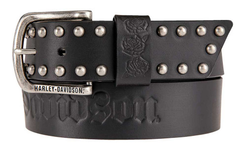 【Harley-Davidson】 black studs belt Harley-Davidson® Women's Dome Stud H-D Logo Belt | Black