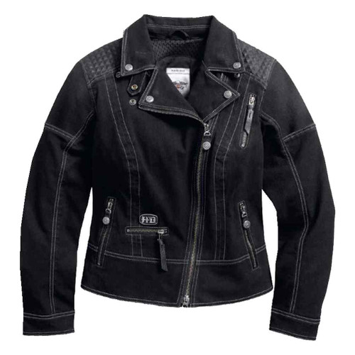 Harley-Davidson® Women's Specter Coated Denim Riding Jacket, Black