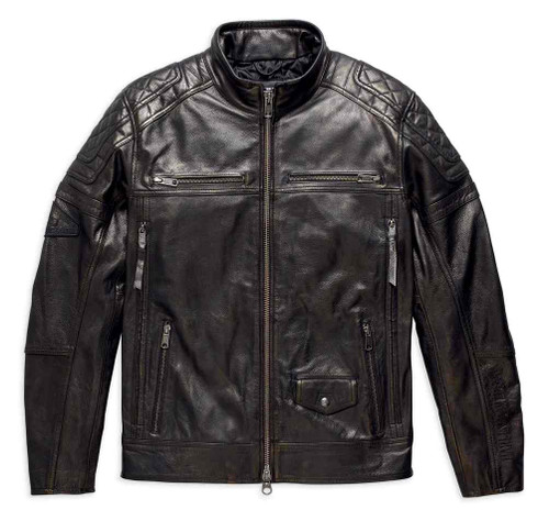 Harley-Davidson® Men's Benson Lightweight Leather Jacket, Black